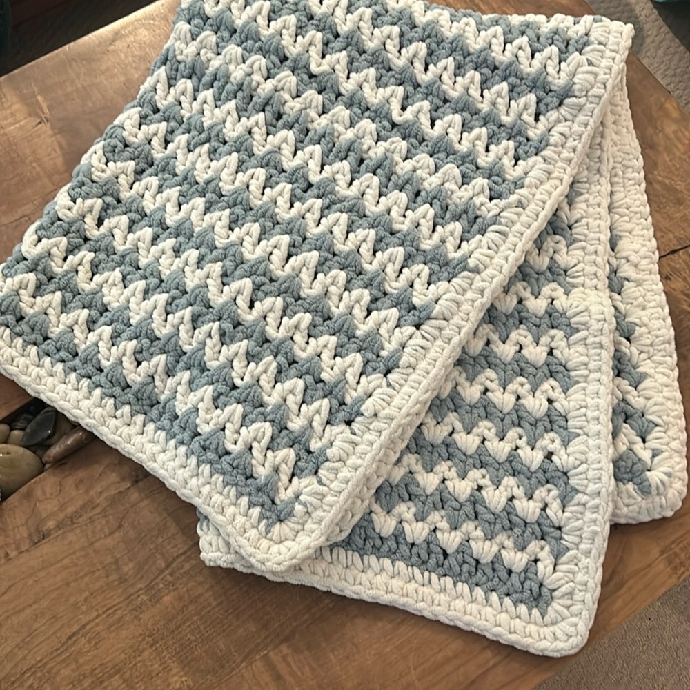 Handmade crochet baby blanket.